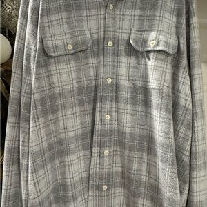 Faherty sz 2XL Gray and white plaid flannel Knit long sleeve shirt